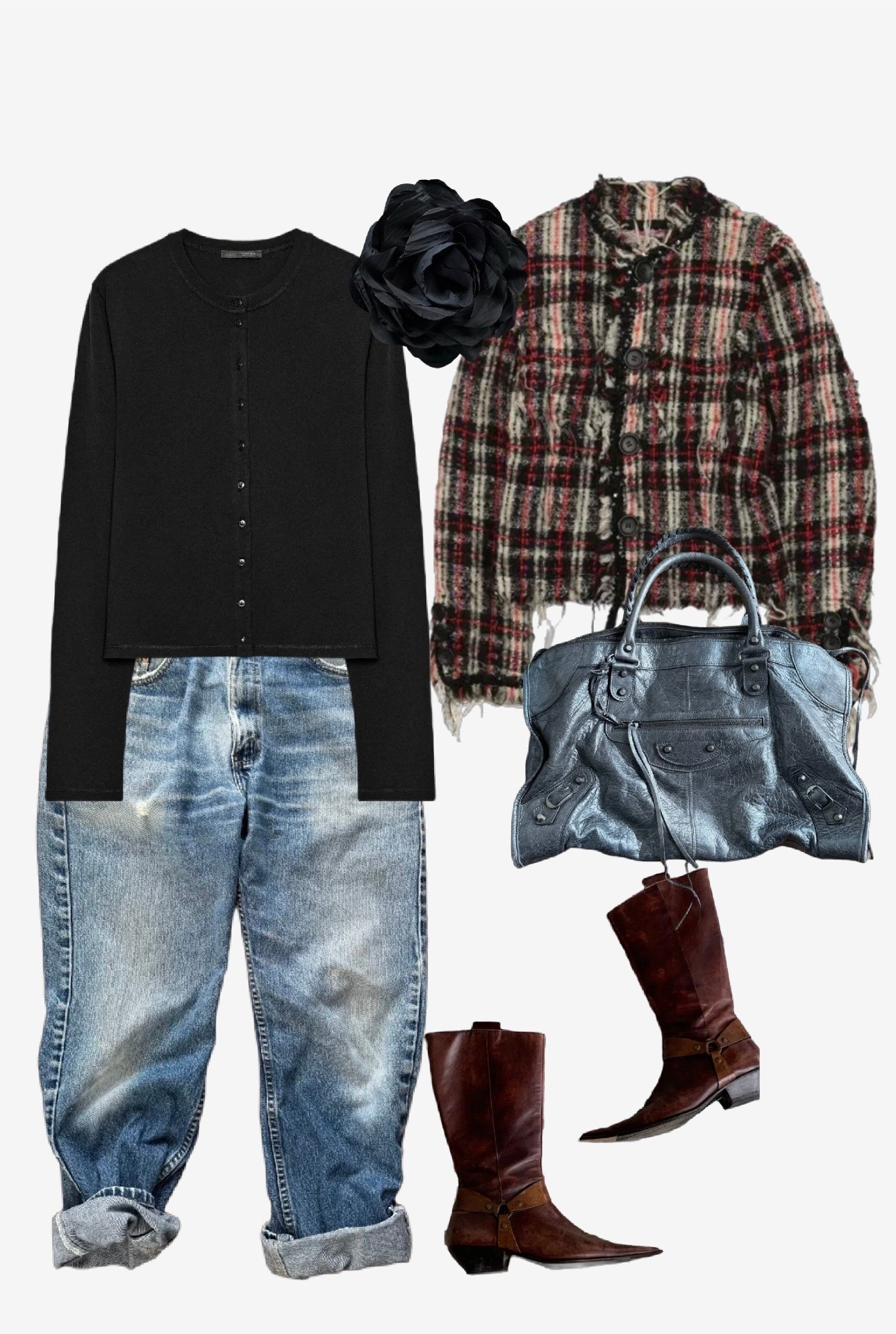 My favourite vintage Levi’s are the 505s in two sizes too big. 
Everything is preloved/vintage except the cotton shirt.