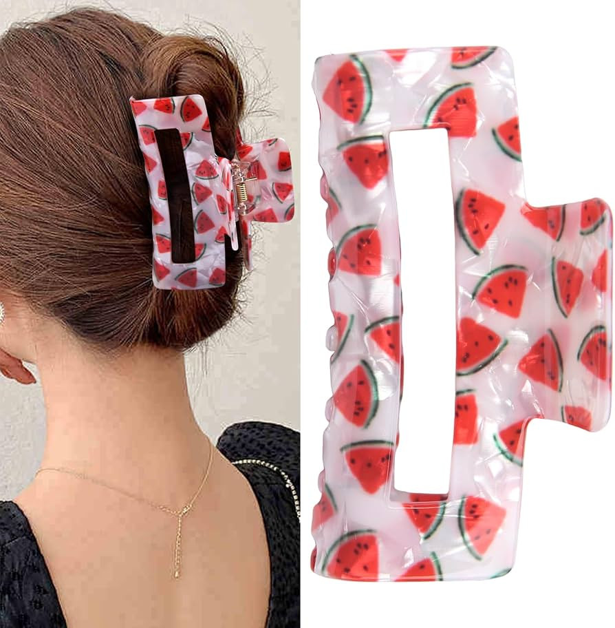 Fruit Hair Clip Watermelon Hair Claw Clips for Girl Summer Fruit Hair Barrette Lager Square Jaw C... | Amazon (US)