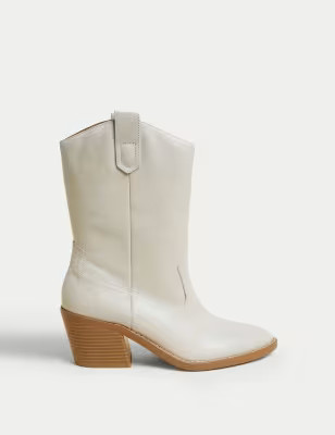 Leather Western Block Heel Ankle Boots | M&S Collection | M&S | Marks & Spencer (UK)