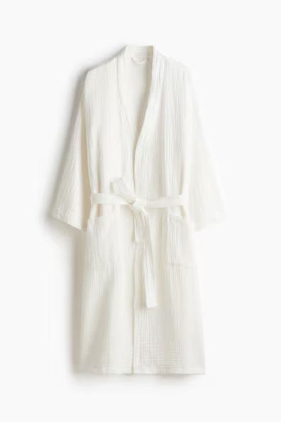 H & M - Muslin Bathrobe - White | H&M (US + CA)