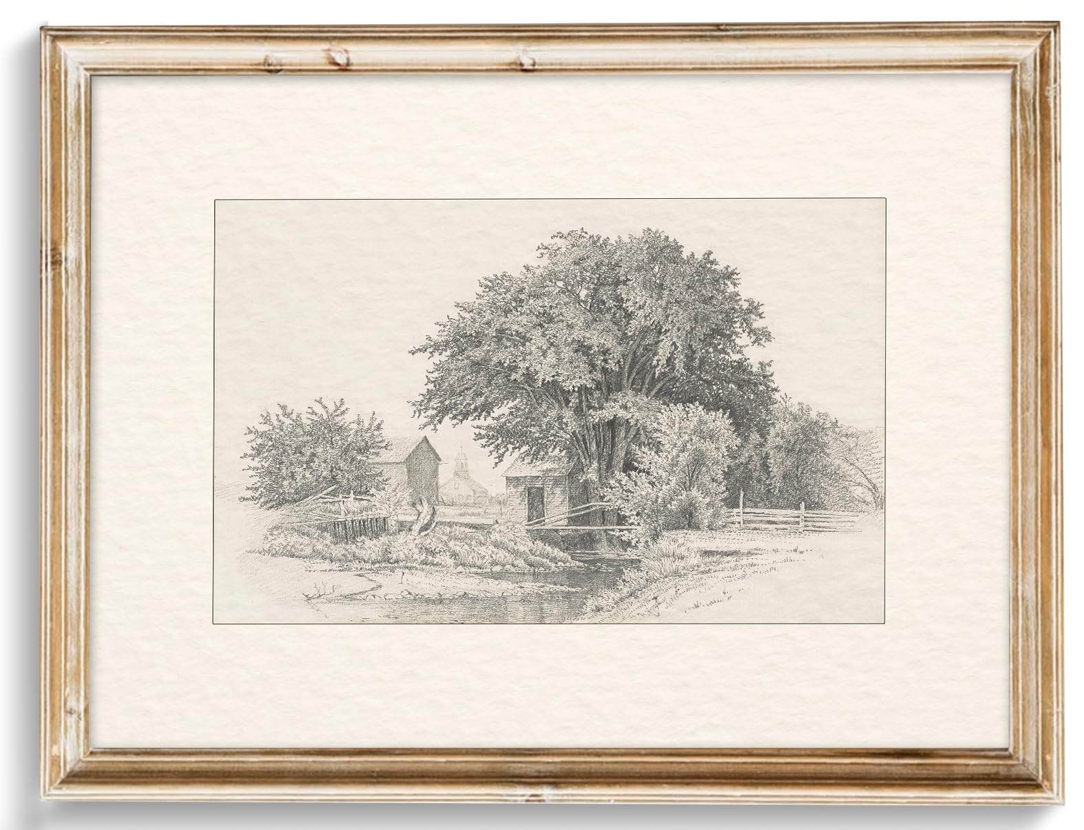 Neutral Vintage Wall Art for Home Decor, Farmhouse Landscape Sketches Wall Decor, Rustic Nature C... | Amazon (US)