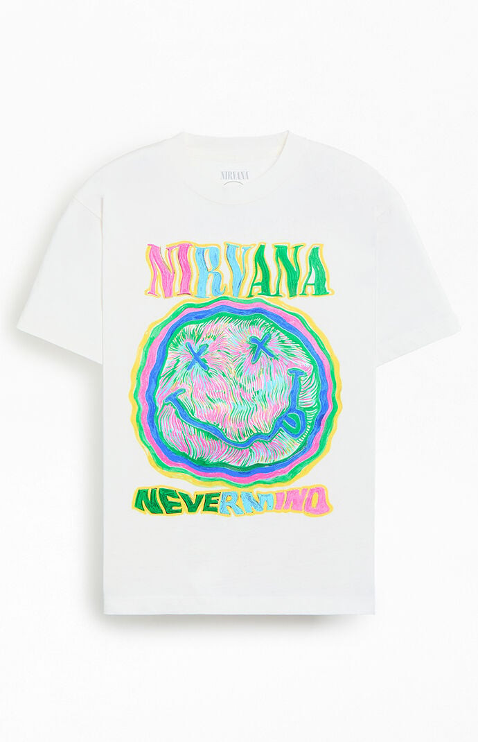 Men's Nirvana Smiley Face T-Shirt in White - Size Large | PacSun