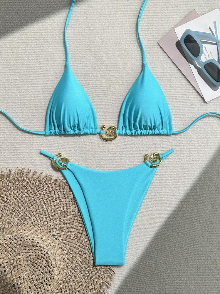 Women Solid Color Fashionable & Sexy Bikini Set For Beach Summer | SHEIN