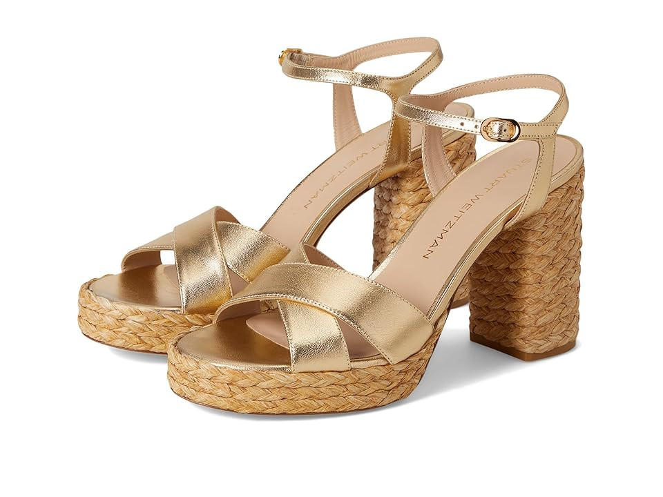 Stuart Weitzman Dayna Platform Sandal Women's Sandals Golden/Natural : 10 M, Leather | Zappos