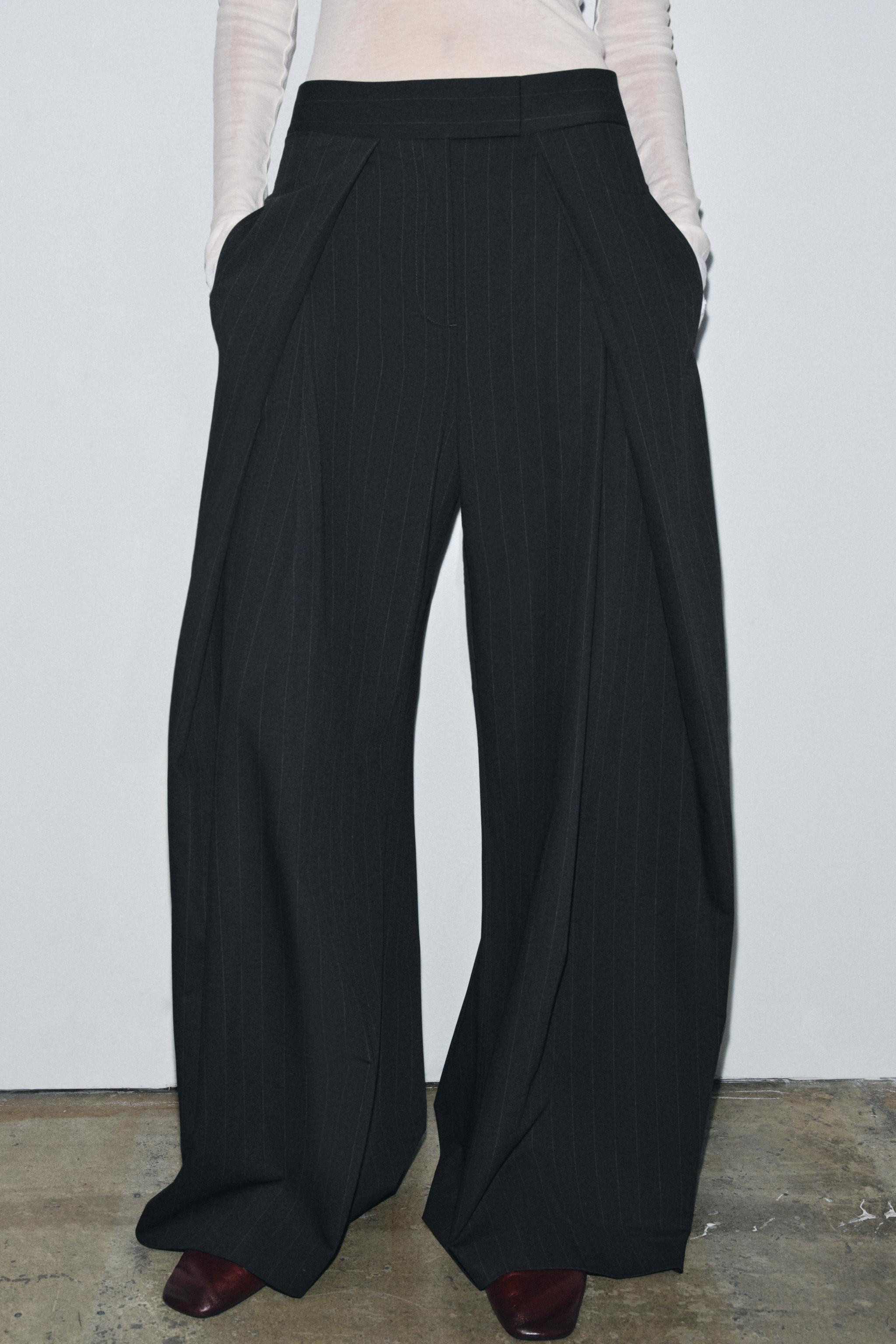 ZW COLLECTION PINSTRIPE PLEATED PANTS | Zara US