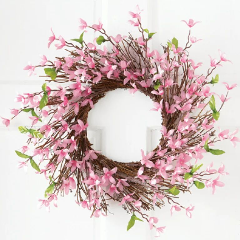 Collections Etc Spring Forsythia Floral Twig Door Wreath - Seasonal Door Accent for Any Room, Pin... | Walmart (US)