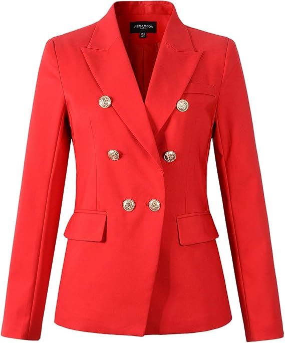 Womens Double Breasted Military Style Blazer Ladies Coat Jacket | Amazon (US)