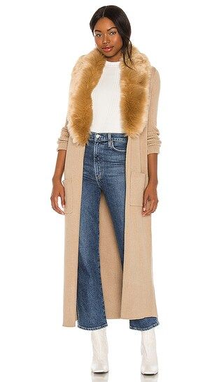 Lombardi Long Cardigan in Taupe With Faux Fur | Revolve Clothing (Global)