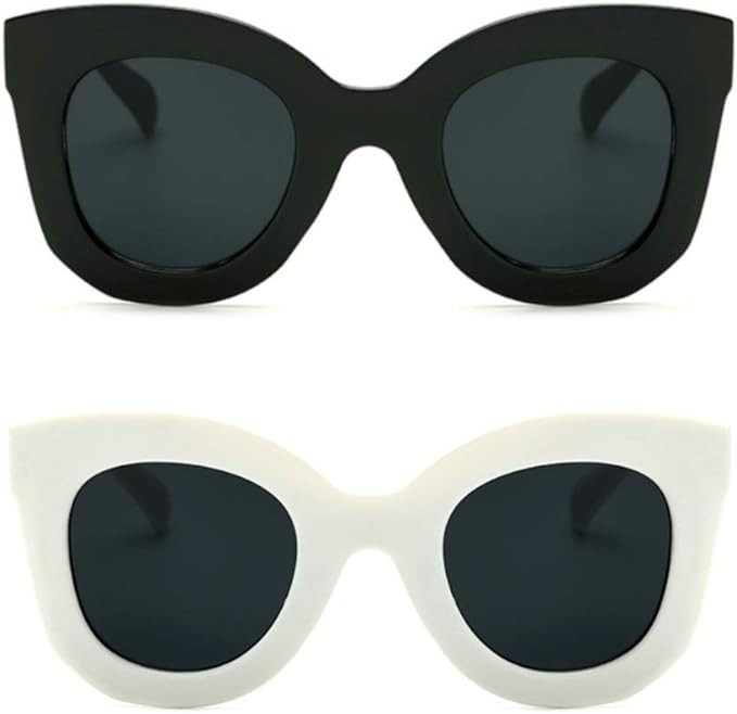 Butterfly Sunglasses Semi Cat Eye Glasses Plastic Frame Clear Gradient Lenses | Amazon (US)