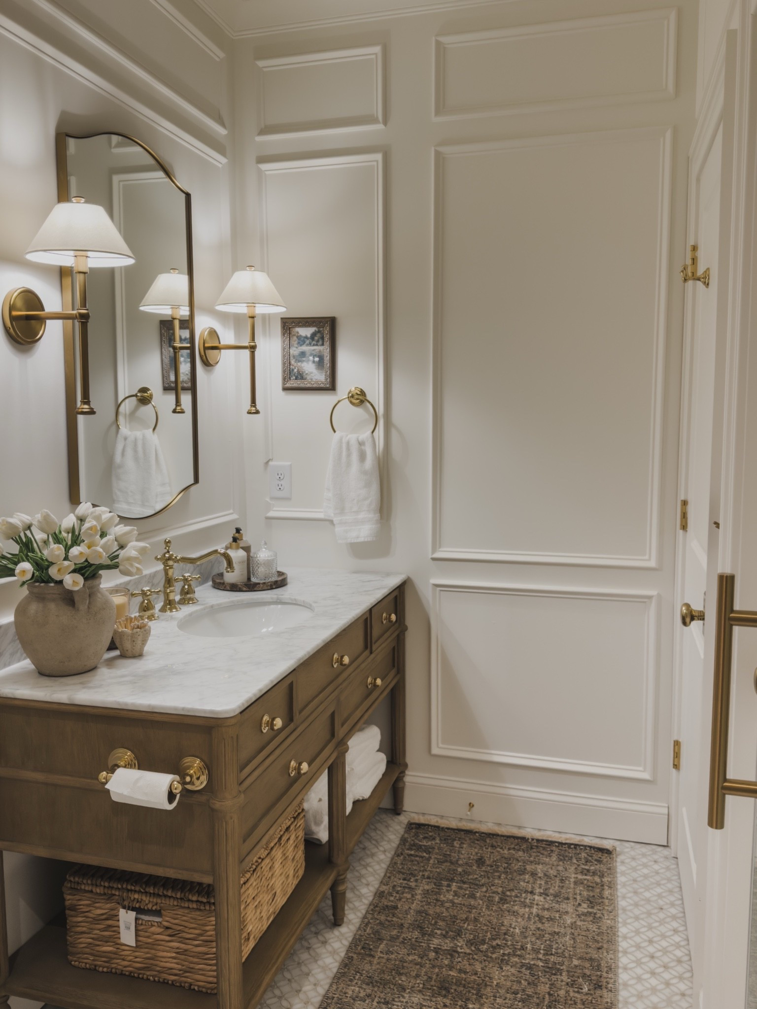 #ad Refreshing your space this season has never been easier with all of my favorite @wayfair essentials. Finding quality home pieces has always been a staple in my home for a timeless touch year after year. From neutral wood tones to classic brass details, create an inspired and layered space all through your home.

#Wayfair #WayfairPartner

Home finds, neutral home inspo, collected style, summer refresh, neutral wood tones, light and bright, timeless home details, bathroom refresh, vanity details, brass detail, wall sconces, vintage style rug, Wayfair, layered home inspo, shop the look!

#LTKSeasonal #LTKHome