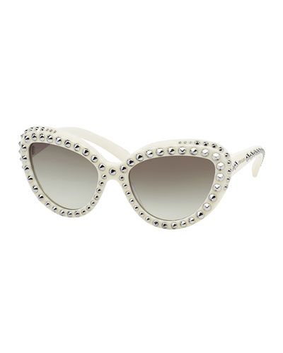 Cat-Eye Studded Sunglasses, Black | Neiman Marcus