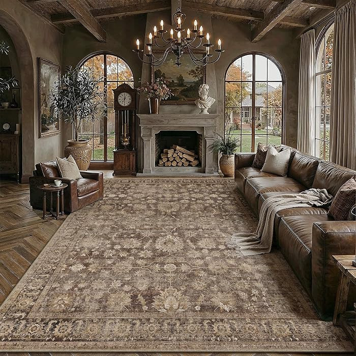 Brown Area Rugs 8x10 Living Room Washable Rug Carpet | Amazon (US)
