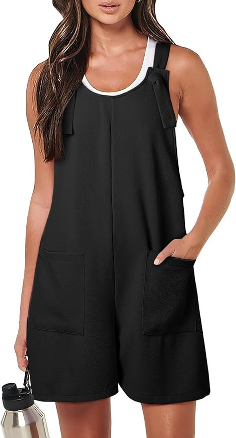 Happy Sailed Women Rompers Summer Adjustable Tie Knot Straps Short Overall Sleeveless Jumpsuits w... | Amazon (US)