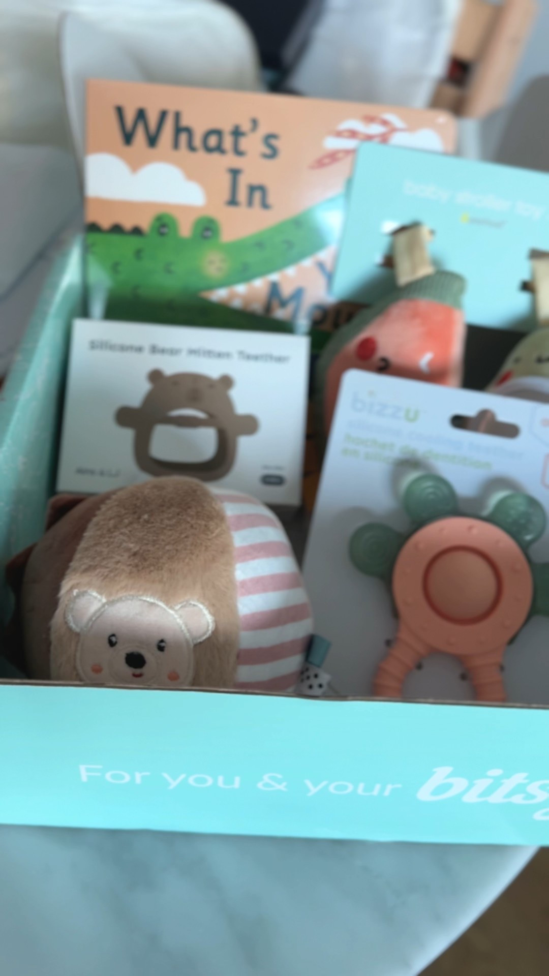 This month’s bitsy box is filled with my son’s current favorites! Mitten teacher, cooling tether, soft rattle ball, stroller toys and a book. This is the perfect gift for a new mom! 

#LTKKids #LTKBaby #LTKFamily