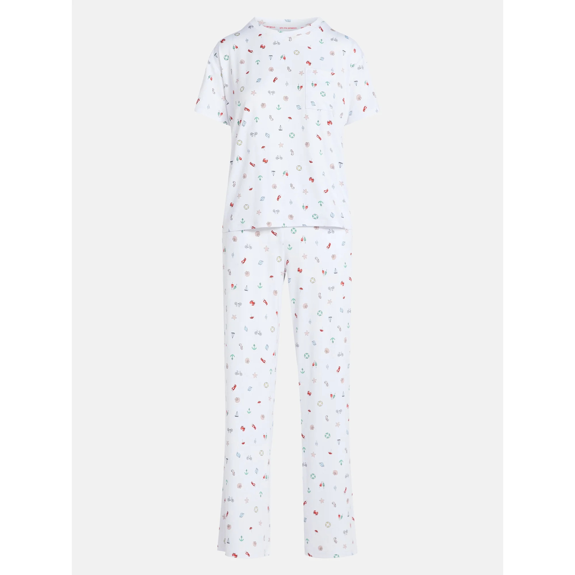 Joyspun Women's Dreamy Soft Collection Short Sleeve Sleep Top and Open Leg Pants Pajama Set, 2-Pi... | Walmart (US)