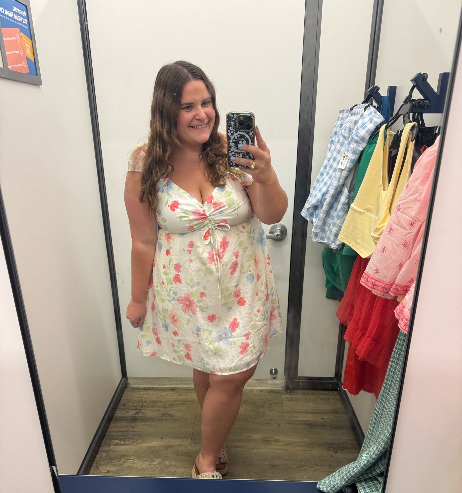 Wearing an xl in this pretty floral old navy dress. Paired with Walmart sandals. I’m 5’1 and a size 16. 

#LTKootd #LTKMidsize #LTKPlusSize