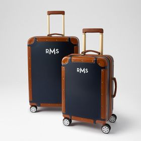 Leather Wrapped Expandable Carry-On and Checked Luggage Set | Mark and Graham