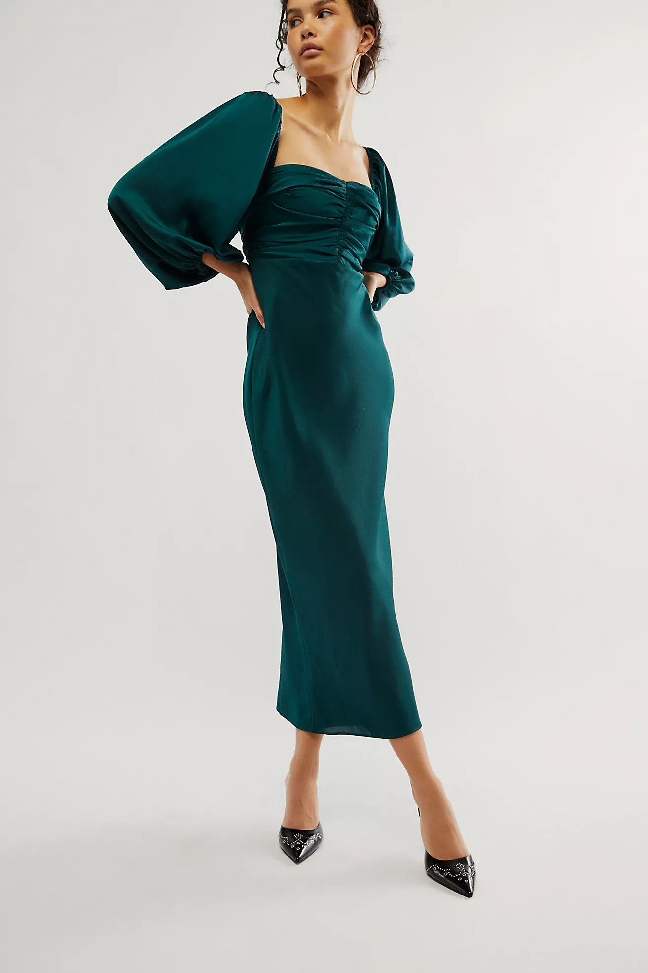 Shona Joy Luxe Ruched Bodice Long Sleeve Dress | Free People (Global - UK&FR Excluded)