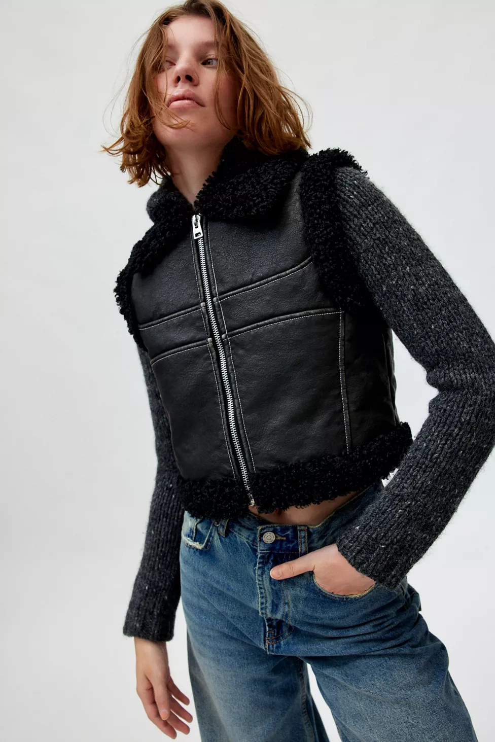 BDG Donald Faux Leather Moto Vest | Urban Outfitters (US and RoW)