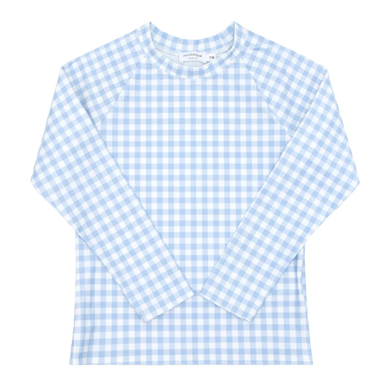 unisex oasis blue gingham rashguard | minnow