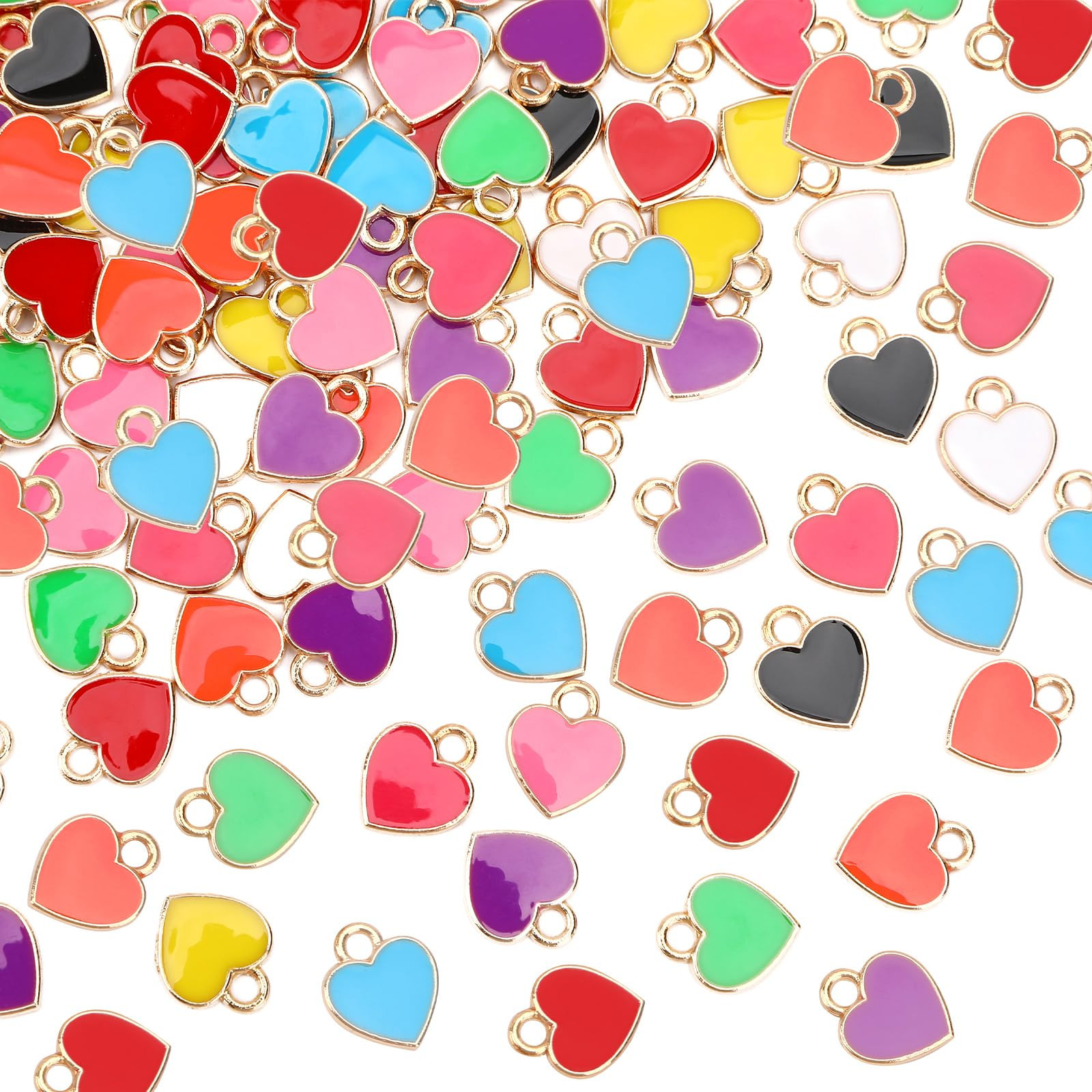 MARFOREVER 120Pcs Heart Enamel Charms, Love Heart Dangle Charm Valentines Heart Shape Pendants fo... | Amazon (US)