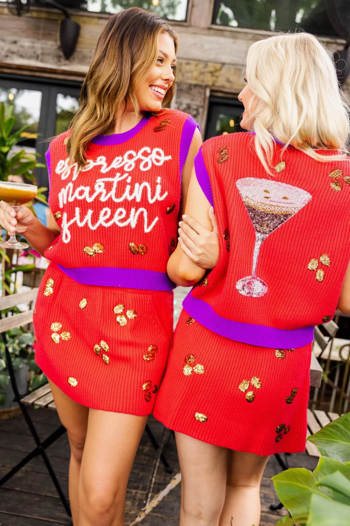 Red Espresso Martini Queen Sweater Vest | Queen of Sparkles