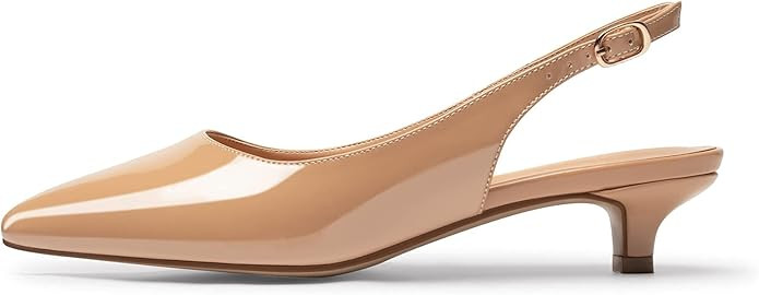 YODEKS Women's Kitten Heels Pumps Pointed Toe Slingbacks Mid Heel Spring Sandals Dress Shoes | Amazon (US)