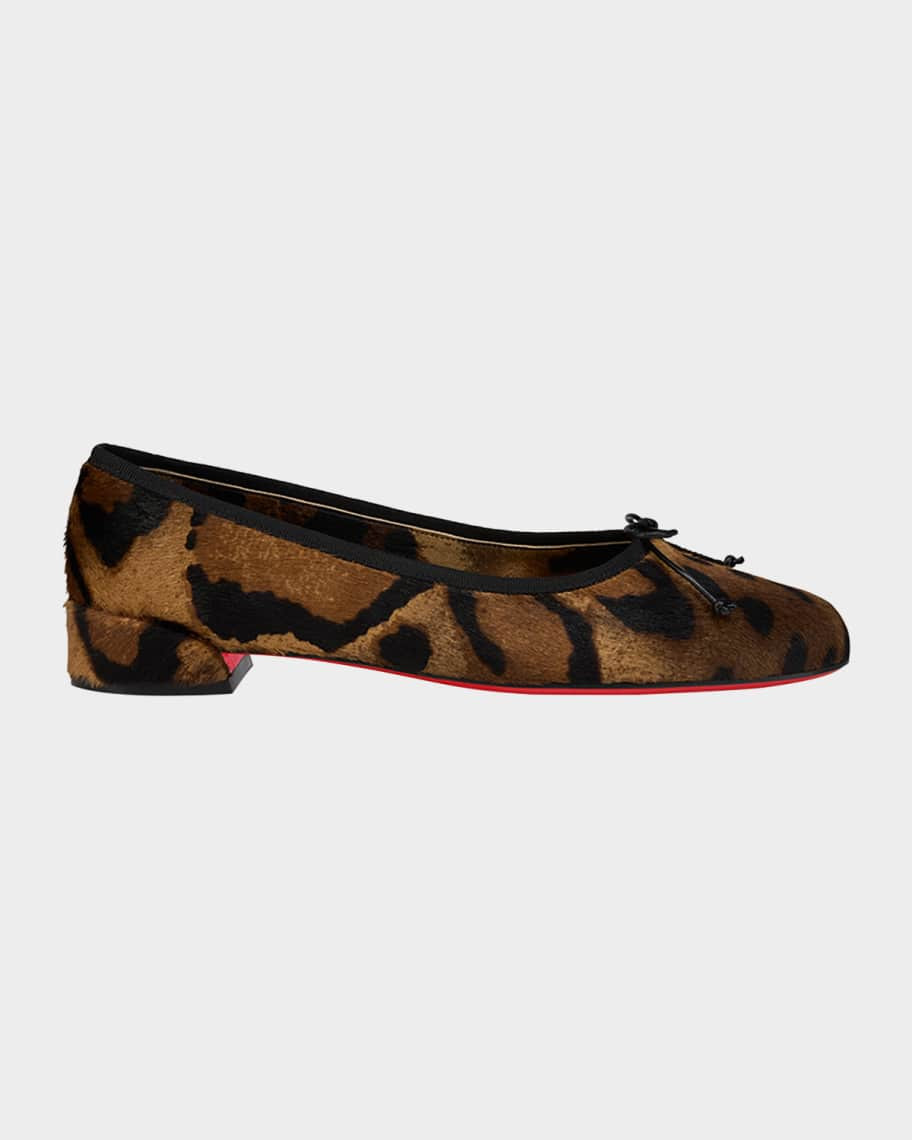Christian Louboutin Sweetie Jane Leopard Calf Hair Red Sole Ballerina Flats | Neiman Marcus