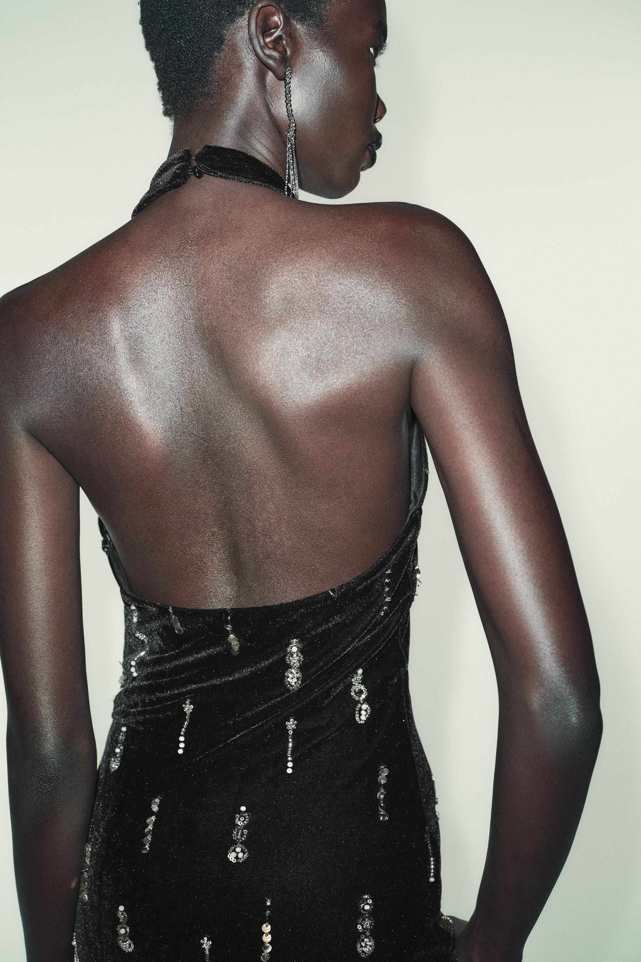 VESTITO MIDI IN VELLUTO CON PERLINE | Zara IT