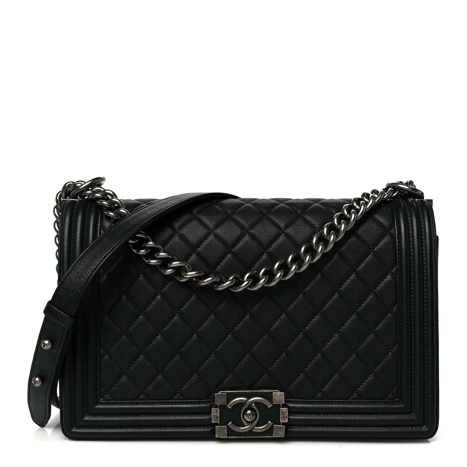 Grained Calfskin Quilted New Medium Boy Flap Black | FASHIONPHILE (US)