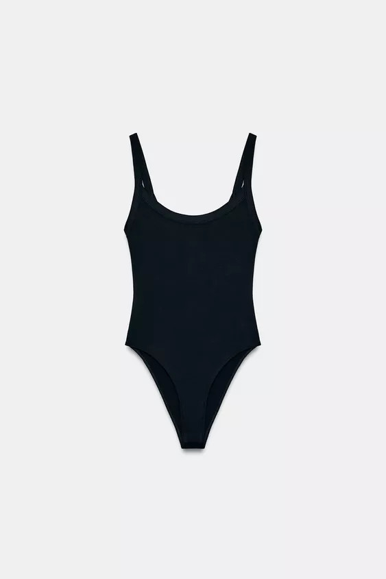 STRETCH KNIT HALTER CUT-OUT BODYSUIT | Zara US