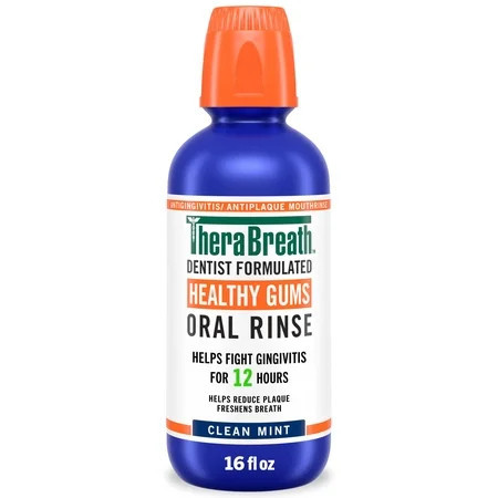 TheraBreath Healthy Gums Mouthwash, Antigingivitis Mouth Rinse for Adults, Clean Mint, 16 fl oz | Walmart (US)