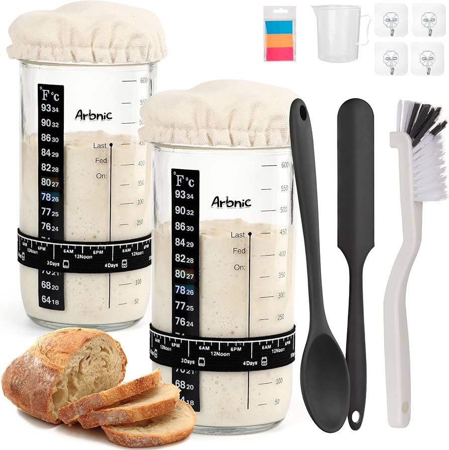 Arbnic Sourdough Starter Kit with 2 Starter Jars, Sourdough Bread Baking Supplies Included Thermo... | Amazon (US)