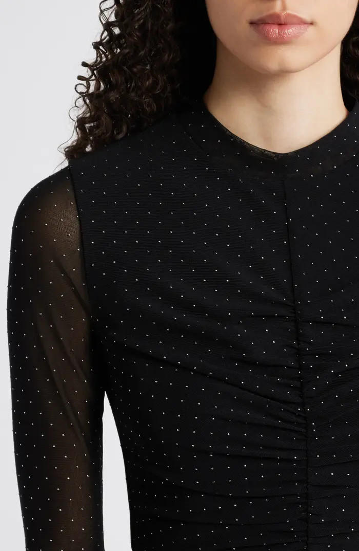 Anne Klein Embellished Tiered Long Sleeve Mesh Dress | Nordstrom | Nordstrom