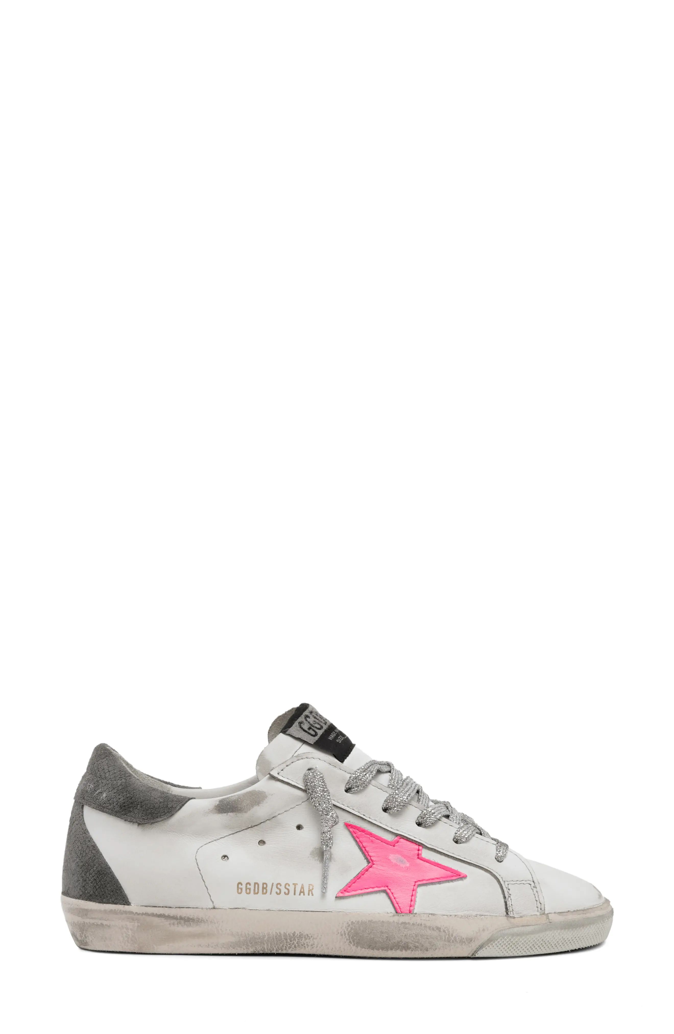Golden Goose Super-Star Low Top Sneaker in White/Pink/Grey at Nordstrom, Size 8Us | Nordstrom