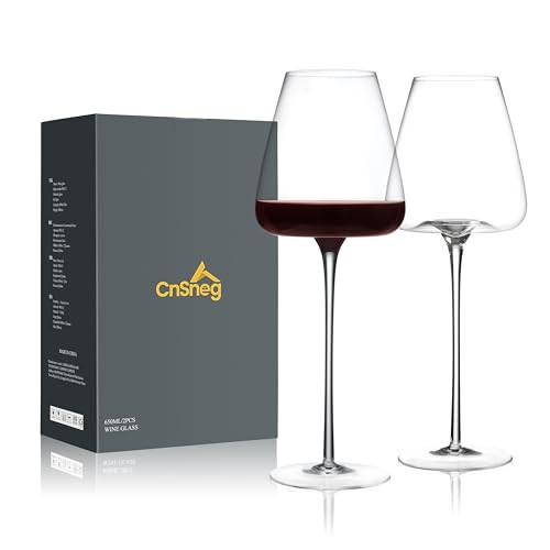 CnSneg Crystal Wine Glasses Set of 2, Hand Blown Red Wine Glass 22OZ with Long Stem, Thin Rim, Premium White Wine Glasses for Wedding, Christmas | Amazon (US)