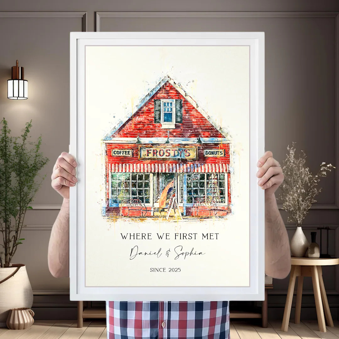 Custom First Date Portrait, Where It All Began, Where We Met, Our First Date Location, Watercolor... | Etsy (US)