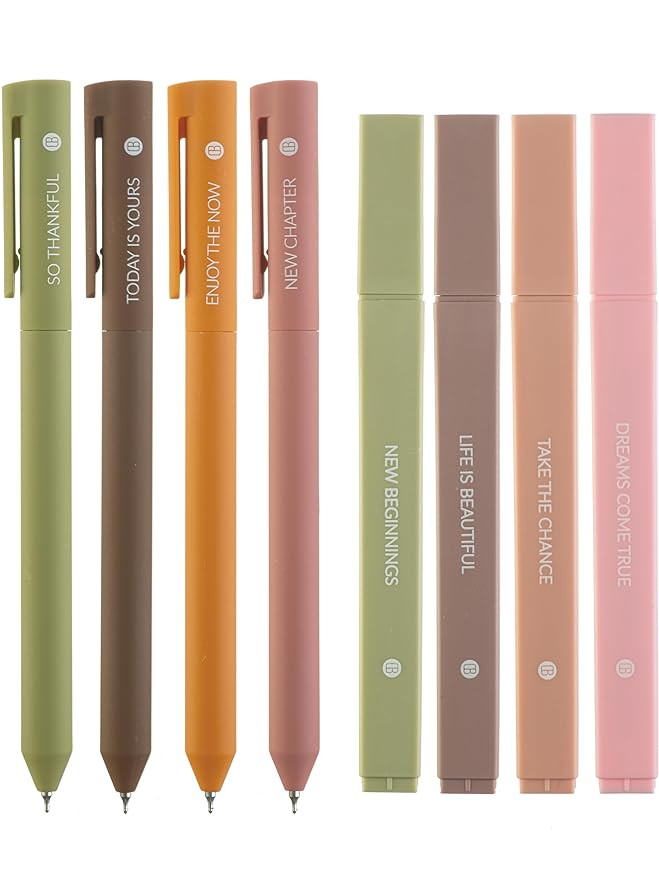 DIVERSEBEE Aesthetic Highlighters and Gel Pens, Earthy Bible Highlighters No Bleed, 8 Pack Assort... | Amazon (US)