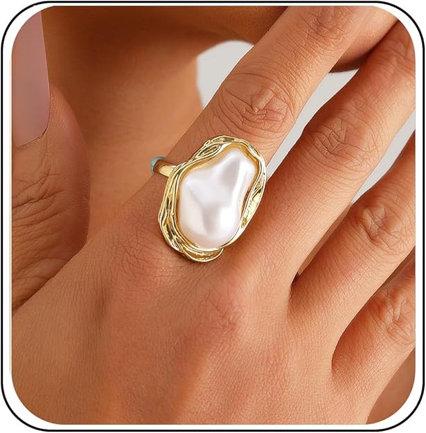 CSIYANJRY99 Vintage Pearl Ring Stacking Promise Pearl Rings Adjustable Open Finger Ring Trendy Pe... | Amazon (US)