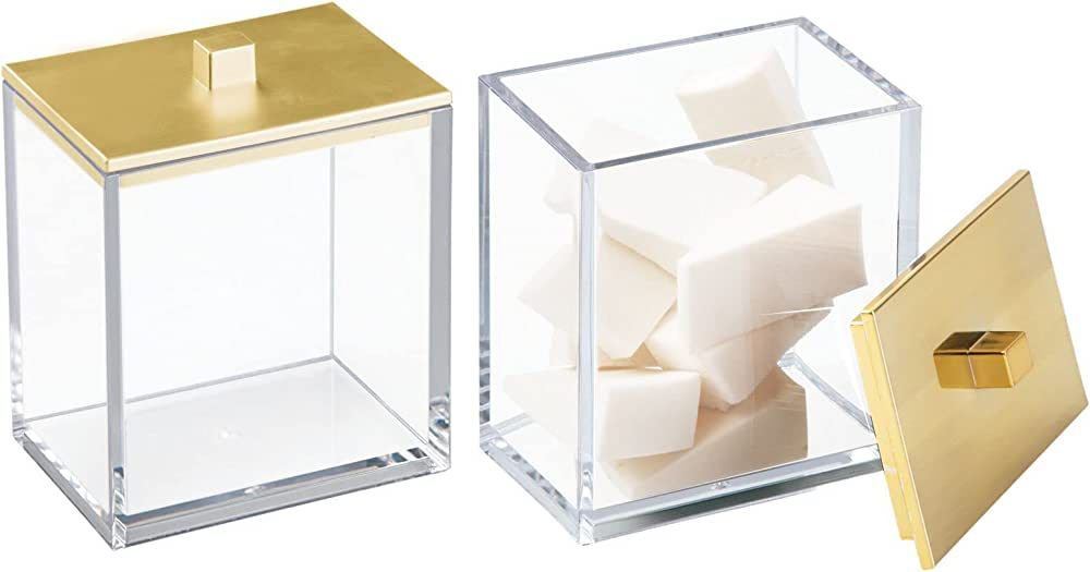 mDesign Plastic Square Apothecary Jar Storage Organizer Holder for Bathroom Vanity Countertop She... | Amazon (US)