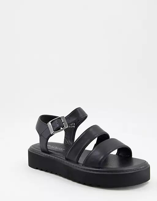 Yours - Sandalen met bandjes en dikke zool in zwart | ASOS (Global)