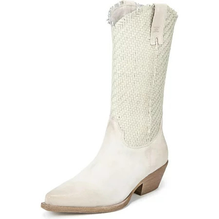 Sam Edelman Women s Brenda Stacked Heel Western Boots Off White 6M | Walmart (US)