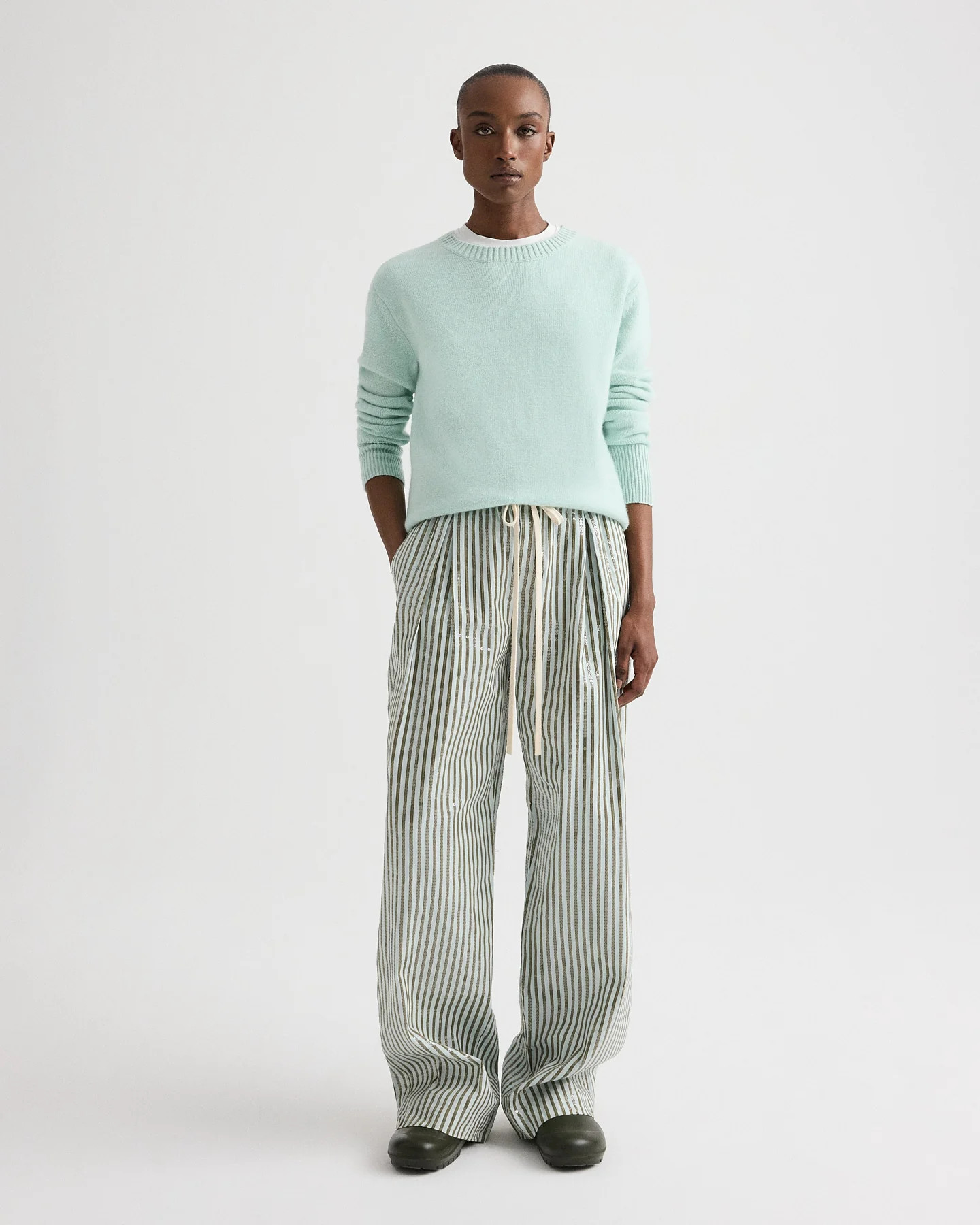 PJ Pant in Clear Sequin on Stripe | TWP