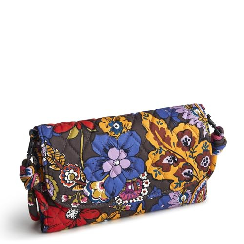 Vera Bradley Women's Premium Cotton Wildwood Wallet Crossbody, Colorful Bouquet, One Size | Amazon (US)