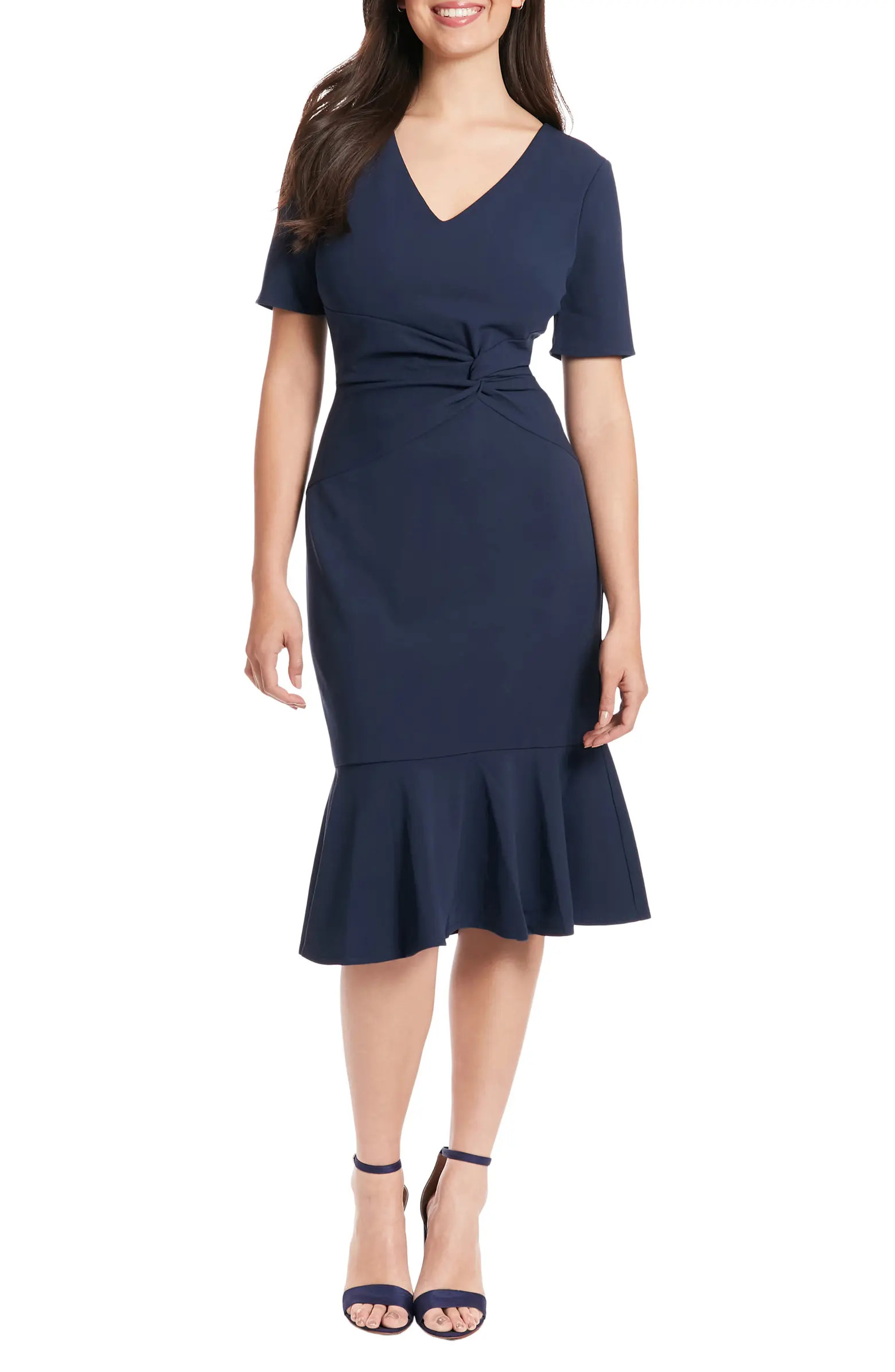 Flounce Hem Twist Midi Dress | Nordstrom Rack