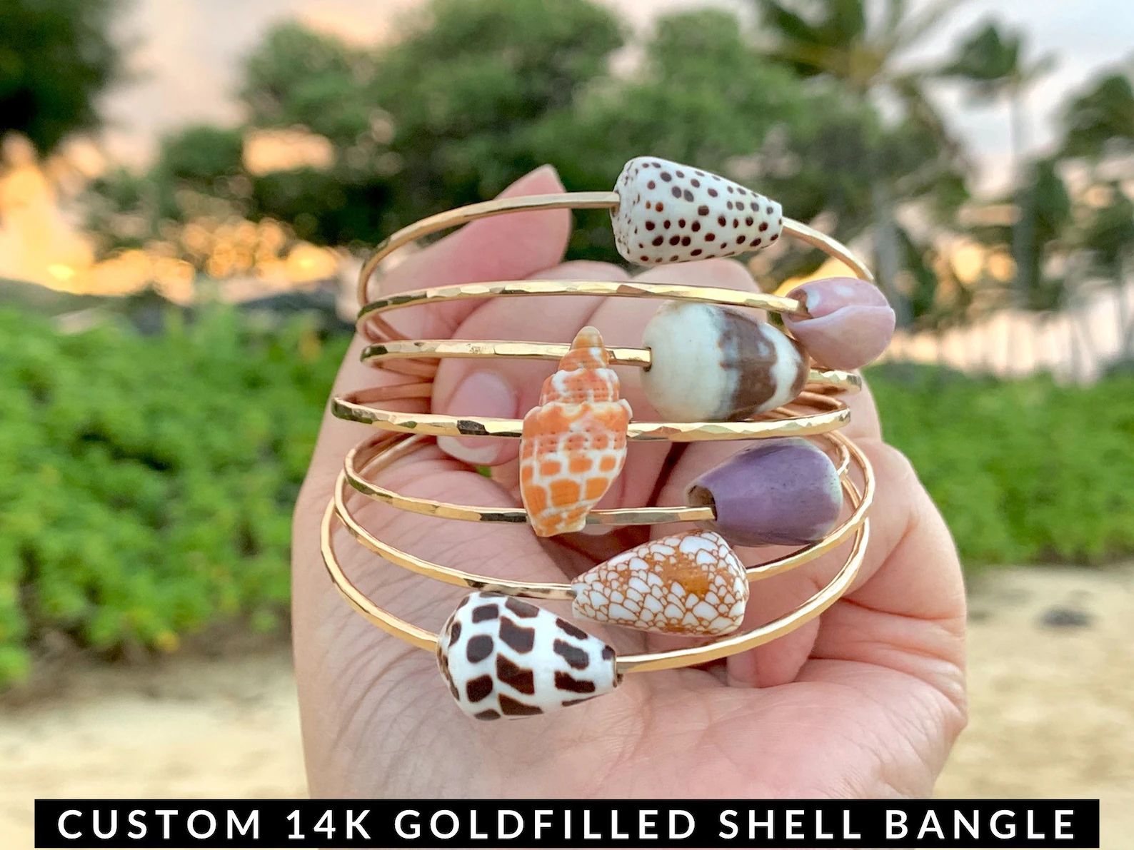 Custom Gold Hawaiian Shell Bangle, Shell Bangles, Made in Hawaii,  Gifts for Her,Gifts for Mom,Be... | Etsy (US)