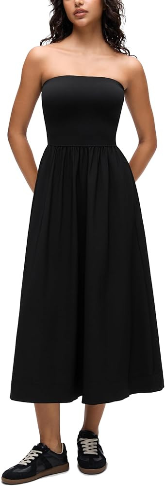 CRZ YOGA Strapless Tube Top Maxi Dress for Women - Sleeveless Off Shoulder Flowy Casual Travel Ou... | Amazon (US)