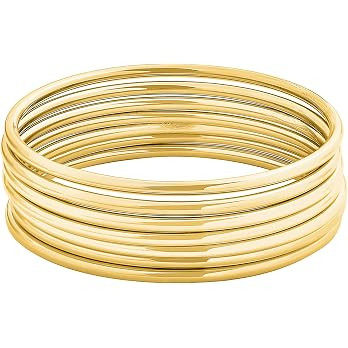 Glossy Thin Round Bangle Bracelet Set for Women, Set of 7 | Amazon (US)