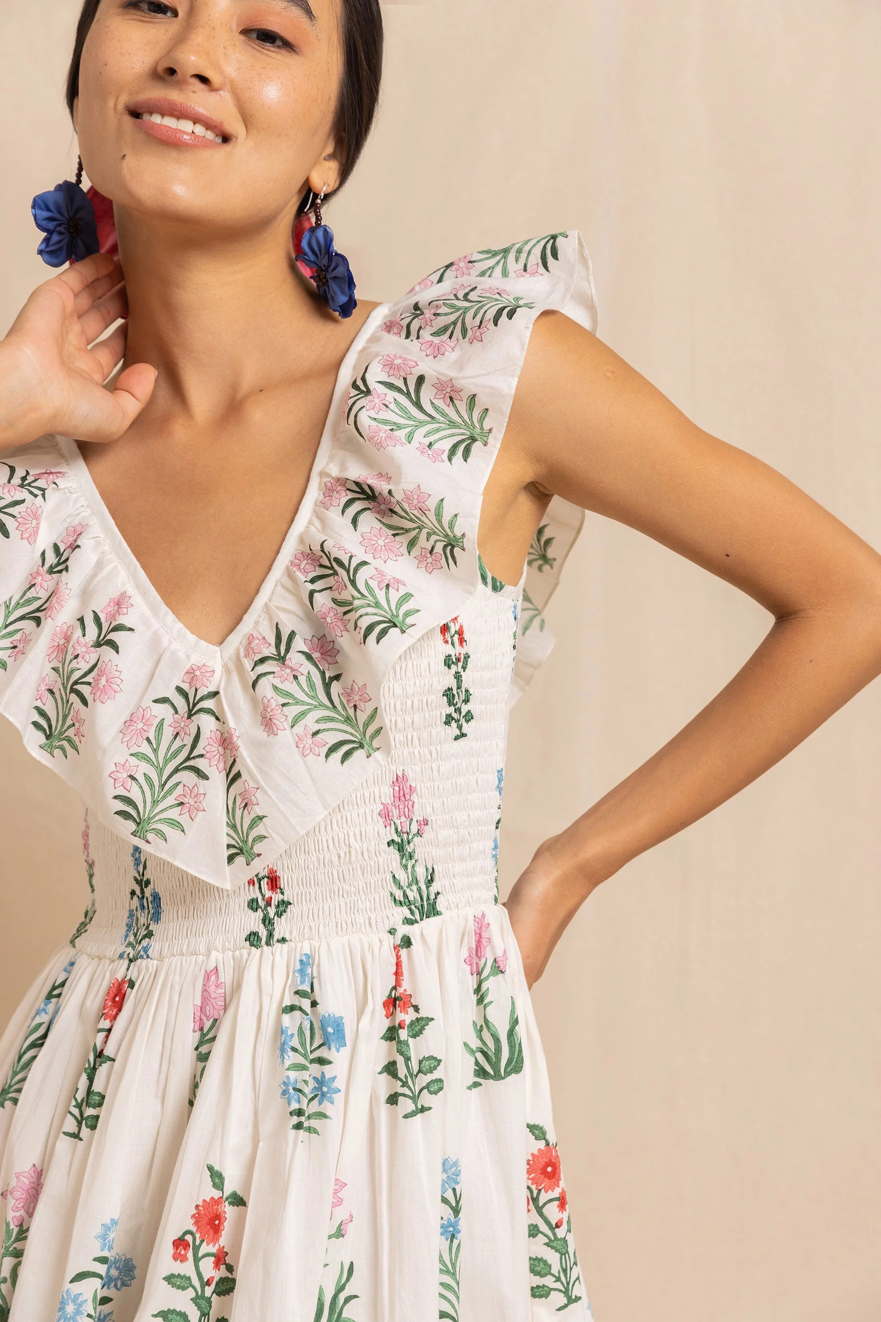 Birdie Dress in Multi Jodhpur Flower | TUKE BAZAAR