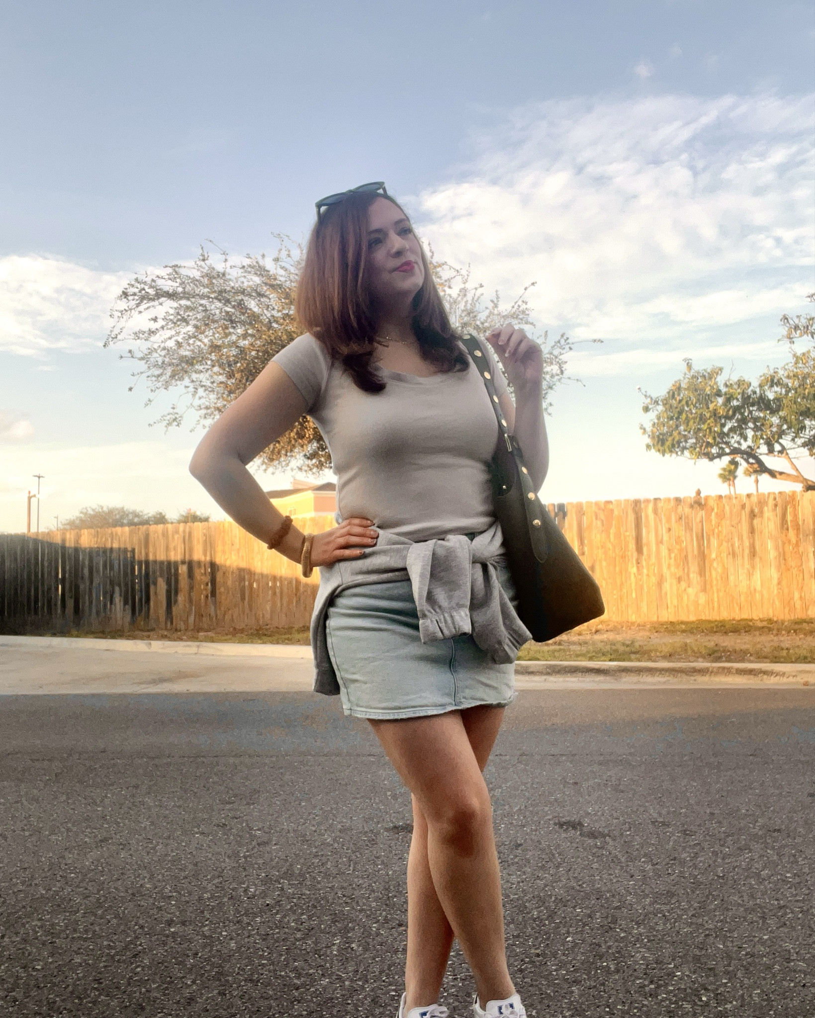 Happy Saturday beauties! Weekend vibes 🍂 Keeping it comfy and cute today! What’s your go-to weekend outfit? 
This ribbed top and denim skirt part of my capsule wardrobe especially for warm but beautiful Texas fall days! Linking up similar styles target tees are always my fave to get for comfy days!

#OOTDInspo #FallStyle #WeekendLook
